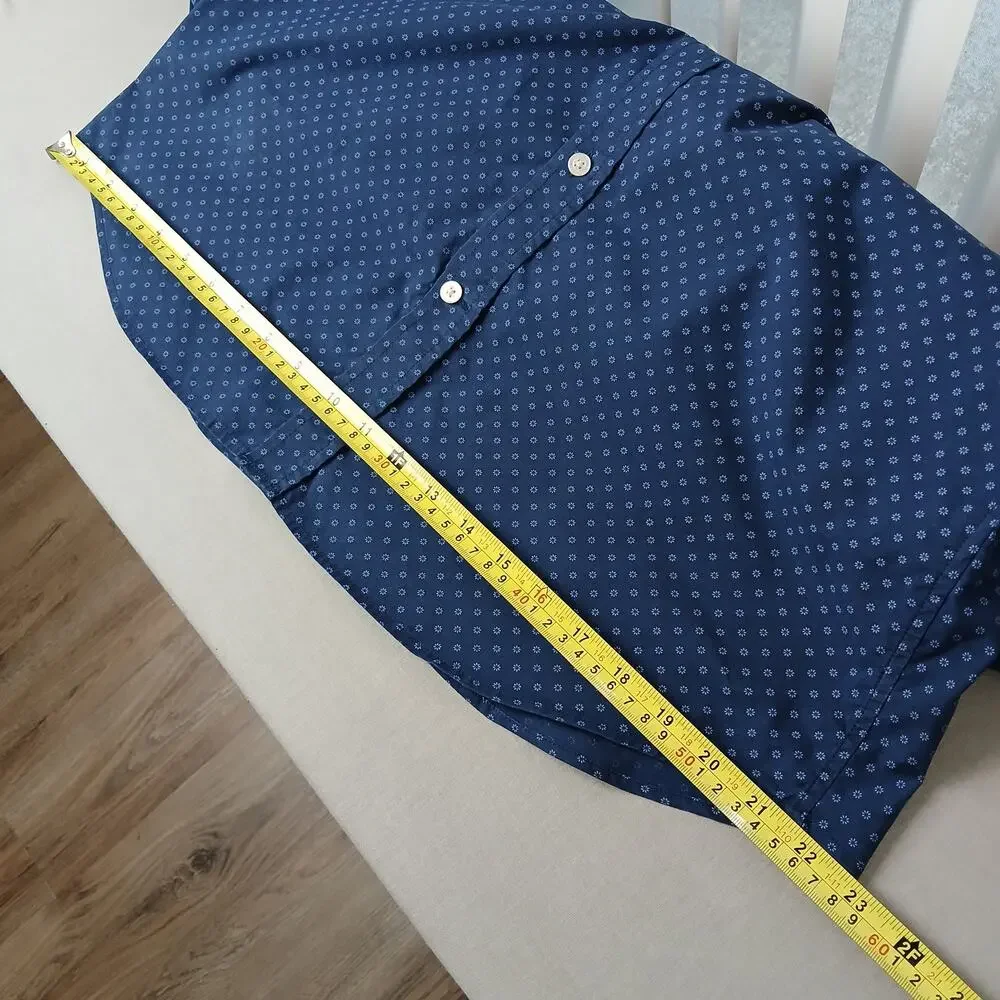 Banana Republic Slim Flex Fit Tech Stretch Cotton Shirt Mens L navy blue floral
